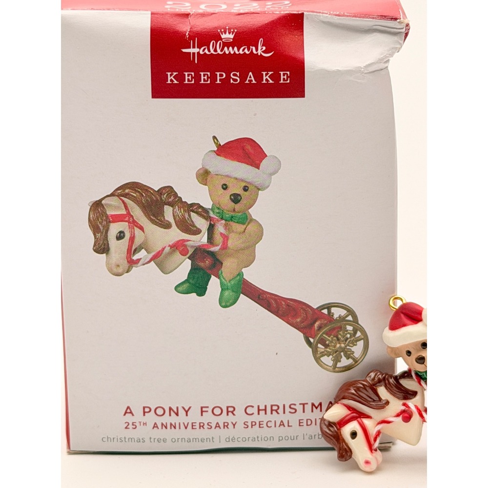 Hallmark Keepsake A Pony for Christmas 25th Anniversary 2022 Ornament Bear Horse